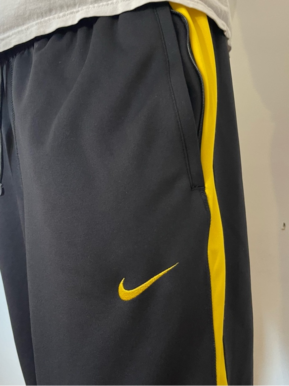 Nike Black Joggers with Yellow Side Stripe